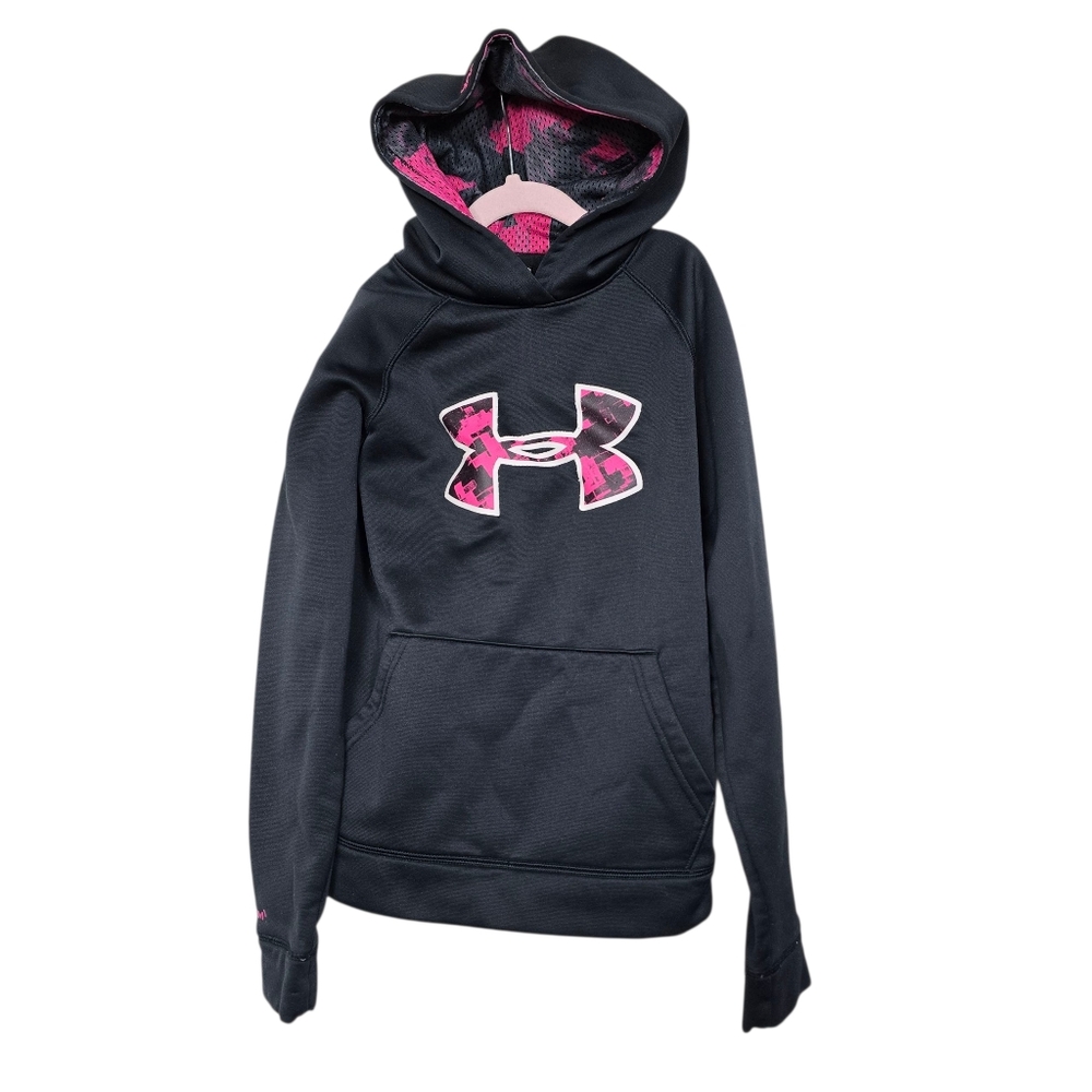 Under Armour Youth Black Pink Hoodie Sweater Girls Size M